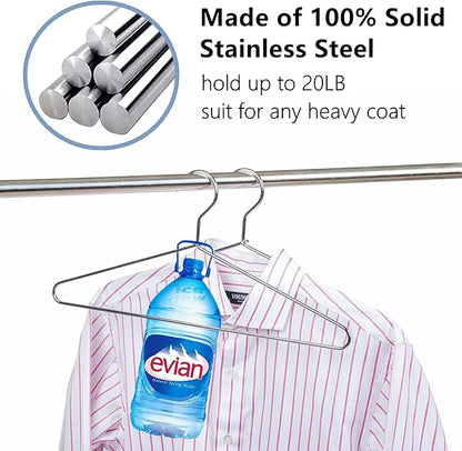 Amber Home 30 Pack Heavy Duty Metal Shirt Coat Hangers, Stainless Steel Clothes Hanger with Polished Chrome, 17 Inch Silver Metal Wire Hanger