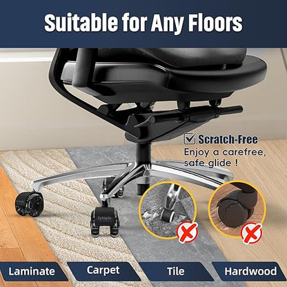 Sytopia Office Chair Wheels Replacement, 2.5 Inch Heavy Duty Caster Set, for Carpet and Hardwood Floors, Universal Size 11x22mm, Fits 99%, Black