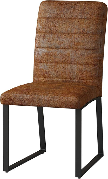 Modern Dining Chairs Set of 4, White Faux Leather Kitchen Chairs, Upholstered Armless Dining Room Chair with Gold Mental Legs Heavy Duty, Comfortable (Brown Chiars, Set of 6)