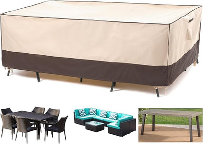 F&J Outdoors Heavy Duty Rip-stop Fabric Extra Large Anti-UV Waterproof Patio Furniture Covers, 140"x86"x30.5"