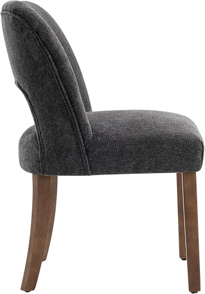 VKNOW Wooden Dining Chairs Set of 4, Modern Fabric Upholstered Dining Room Chair Kitchen Chairs, Farmhouse Dinner Chair for Kitchen Dining Room, Charcoal