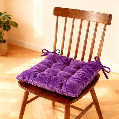 Square Seat Cushion for Kitchen Dining Chairs, Soft & Comfortable 15.5" x 15.5" Chair Pads, 6 Packs, Purple