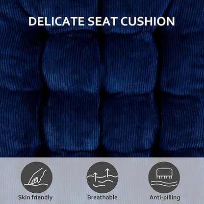Square Seat Cushion for Kitchen Dining Chairs, Soft & Comfortable 15.5" x 15.5" Chair Pads, 6 Packs, Dark Blue