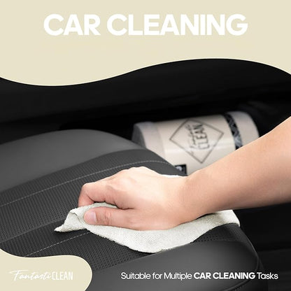 Fantasticlean Microfiber Cleaning Cloth Roll 4 Rolls 240 Pack, Tear Away Paperless Towels, 8" x 8", Reusable Washable Rags, House Kitchen, Pet, Office, Indoor Outdoor, Compact and Portable (Off-White)