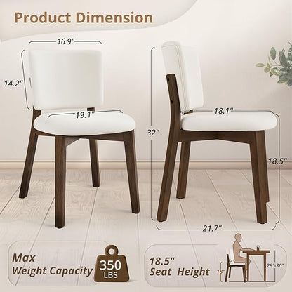 LUE BONA Wooden Dining Chairs Set of 4, Comfortable Wide Back Kitchen Side Chairs, Strong Thick Legs for Modern Farmhouse Dining Room, Beige Upholstered and Dark Brown Leg