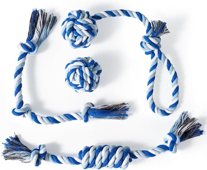 wodoca Dog Rope Toys 4 Pack, Puppy Teething Cotton Knot Chew Rope for Small Medium Dogs, Interactive Tug of War Dog Toys for Boredom, Teeth Cleaning