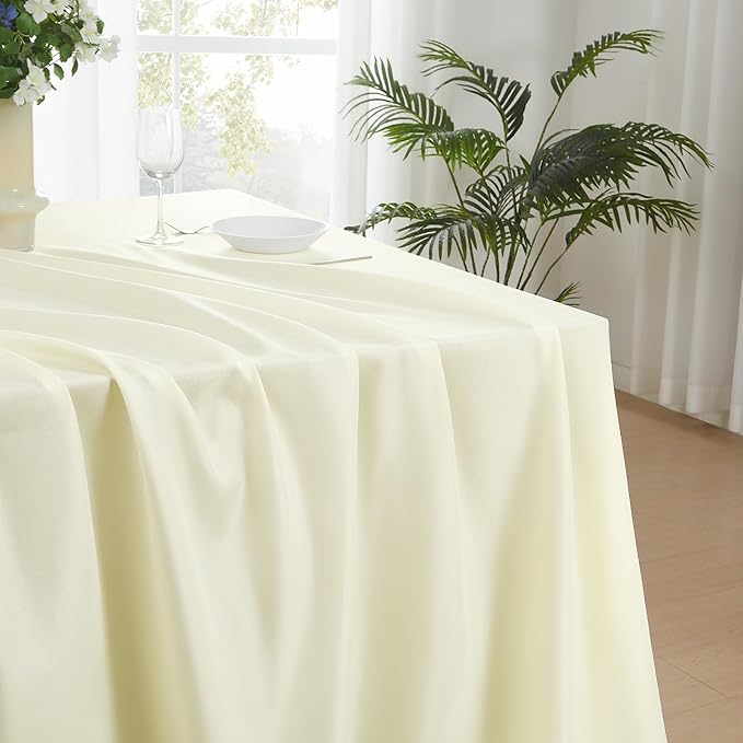 Rectangle Tablecloths 90x132 Inch 6 Pack Ivory Tablecloth for 6ft Washable Decorative Linen Polyester Table Cloths for 8ft Dining Table Banquets Buffet Parties and Wedding