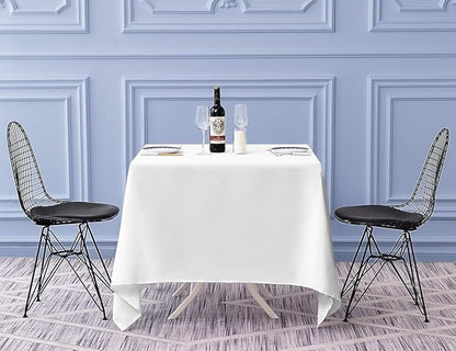 Surmente White Square Tablecloth-70x70 Inch Table Cloth for Small Square Tables,Washable Polyester Table Cover for Weddings, Banquets, or Restaurants
