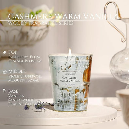 HomeLights Scented Candles for Women & Men, 6.7oz Candle Jars Aromatherapy Single Wick Candle, Ideal for Industrial Chic Home Decor and Gifts, Cashmere Warm Vanilla