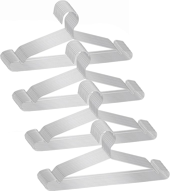 Clothes Hangers 40 Pack - Heavy Duty Stainless Steel Metal Hangers, Ultra Thin Space Saving Wire Coat Hangers with Non-Slip Shoulders (16.5 Inch)
