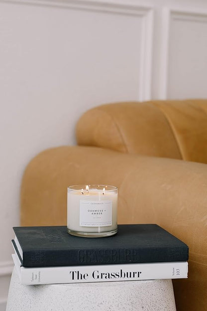 Calyan Wax Co. Evergreen & Eucalyptus 3 Wick Scented Candle - 43 Hour Burn - Luxury 3 Wick Soy Candles - Non Toxic Soy Wax Candles - Long Lasting Large Glass Jar Candle for Home - 14.9oz