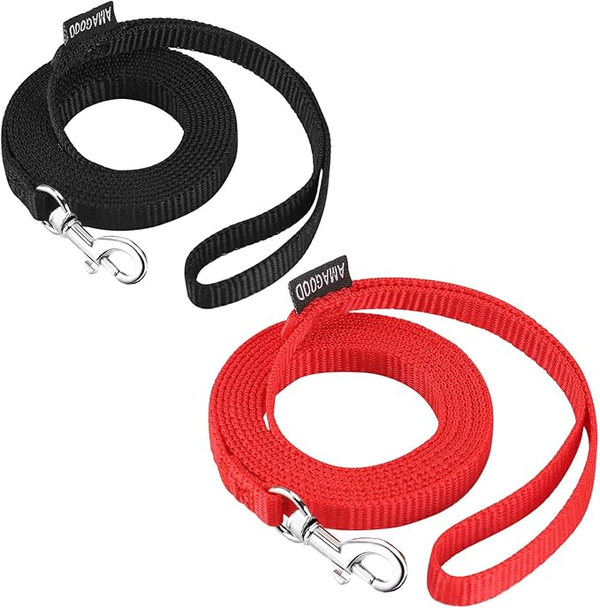 AMAGOOD 6 FT Cat Leash, Strong and Durable Traditional Style Leash with Easy to Use Collar Hook,Cat Lead Great for Cats (3/8 in x 6 ft,Black and Red(2-Pack))