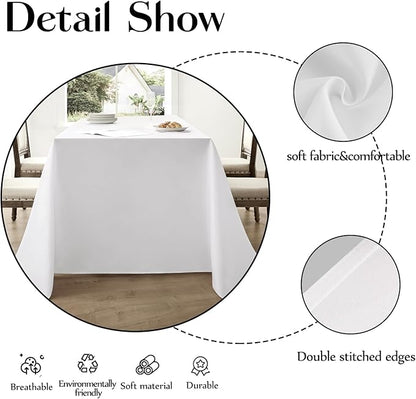 Rectangle Tablecloths 90x132 Inch 8 Pack White Tablecloth for 6ft Washable Decorative Linen Polyester Table Cloths for 8ft Dining Table Banquets Buffet Parties and Wedding