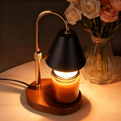 SOKCVSEA Candle Warmer Lamp Timer - Christmas Gifts for Women Mom House Warming Gifts New Home Decor Wax Melt Warmer Candle Lamp (Round Black Gold)