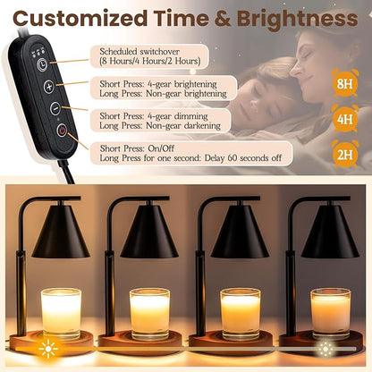 Marycele Black Candle Warmer Lamp with Timer, Height Adjustable Electric Lamp Candle Warmer, Black Home Room Decor Aesthetic, Birthday Gifts for Women Men