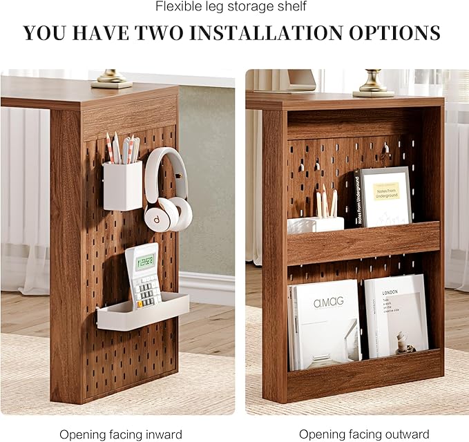 L Shaped Standing Desk,47" Home Office Desks, Executive, Farmhouse Computer Desk with 6 Drawers File Drawer, Rustic Computer Writing, Walnut