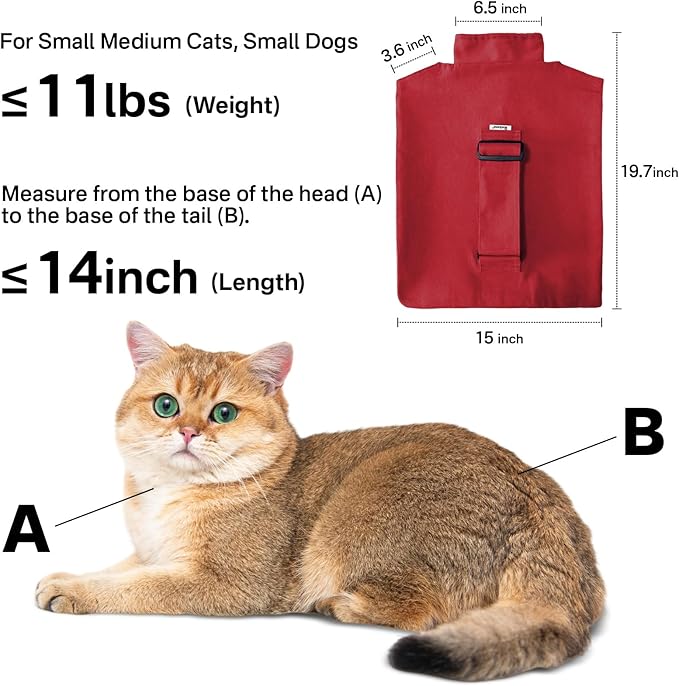 [Cozy Travel] Cat Carrier Pouch, Soft Cat Carrier for Small Cats, Carrying Sack, Restraint Bag for Nail Trimming, Vet Visits, Giving Meds, Dental Care, Car Travel - Wine Red