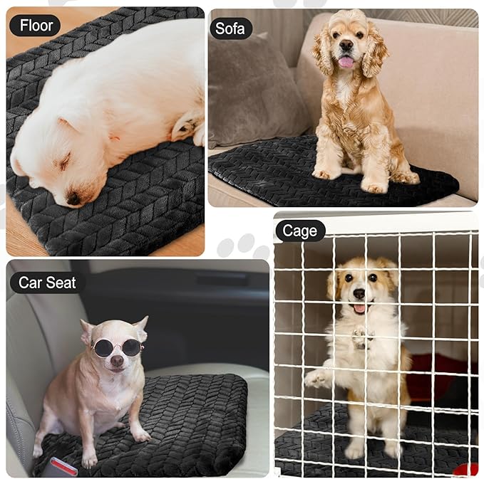 4 Pack Self Heating Cat Pad 16 x 20 Inch Self Warming Cat Bed Non Slip Warm Dog Pad Mat Washable Pet Kennel Crate Bed Mat for Indoor Outdoor Pets(Black,16 x 20 Inch)