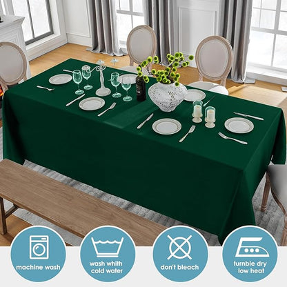 VidaFete Tablecloth 6 Pack 90 * 132inch Rectangle Table Cloth Polyester, Stain Wrinkle Resistant Polyester Dining Table Cover for Kitchen Dinning Party Wedding Rectangular Buffet Decoration(Green)