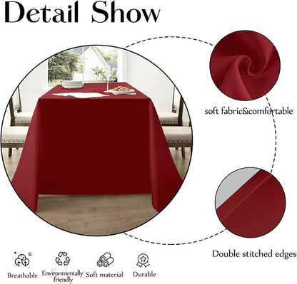 Rectangle Tablecloths 90x132 Inch 6 Pack Red Tablecloth for 6ft Washable Decorative Linen Polyester Table Cloths for 8ft Dining Table Banquets Buffet Parties and Wedding