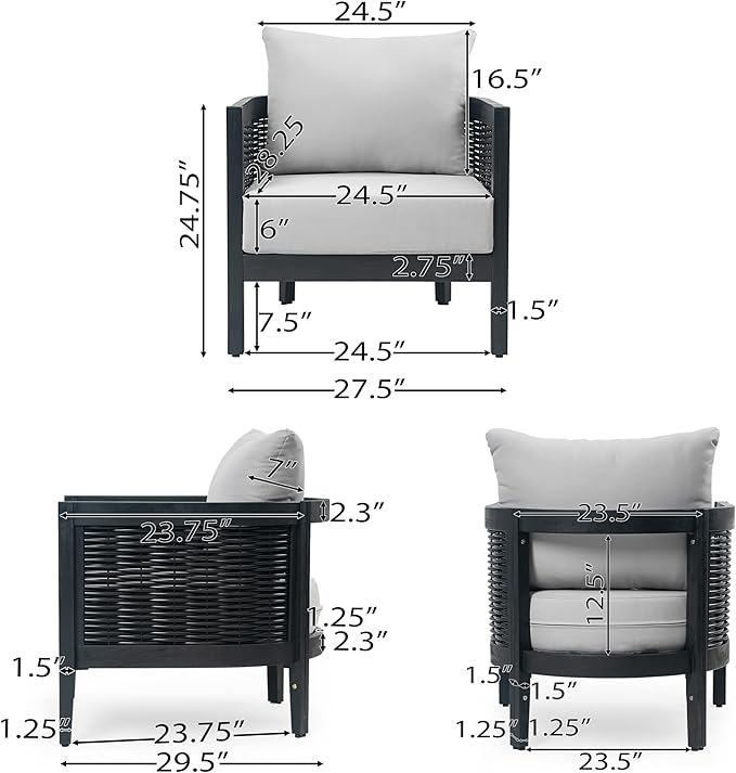 Merax 4-Piece Outdoor Acacia Wood Wicker Conversation Set with Loveseat,2 Chairs and Coffetable for Backyard Garden