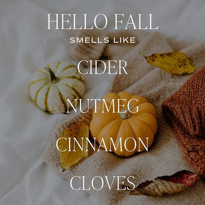 Sweet Water Decor Hello Fall Candle - Cinnamon Apples & Clove Autumn Fall Scented Candle for Home Decor - 100% Cotton Wick Soy Wax Candles with 40 Hour Burn Time - Made in The USA - 9oz Clear Jar