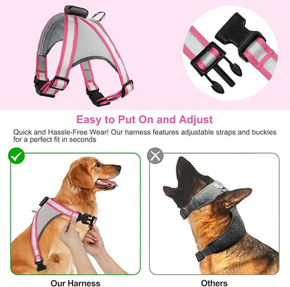 Visinite LED Dog Harness, USB Rechargeable Light Up Dog Vest, 2 Illuminate Modes Glow in The Dark Dog Harness, Adjustable Lighted Pet Harness Light for Night Walking Safety (Pink, S)