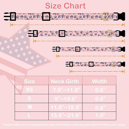 Faygarsle Cotton Dogs Collar Cute 4th of July Independence Day Dog Collars Pink Blue American Flag Star Patterns Dog Collarfor Girl Female Boy Male Small Medium Large Dogs L