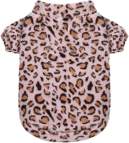 GreenJoy Leopard Print Dog Sweater – Stretchy Fleece Dog Turtleneck Sweatshirt for Puppies & Cats, Soft & Warm Pet Winter Clothes for Small, Medium & Large Dogs (Pink, Medium/Large)