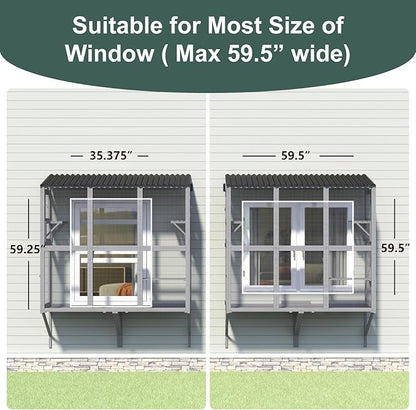 Cat Catio, Window Catio for Multiple Indoor Cats with 4 Jump Platforms, Cat Window Perch for Playing, Sunbathing, Napping, Waterproof Window Box Enclosure for Safely Enjoying Outdoor Sights