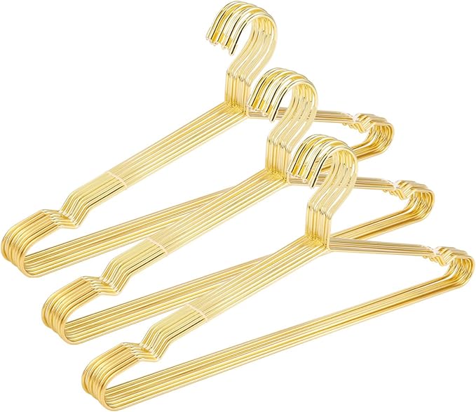 17.7" Strong Metal Wire Clothes Hangers, Coat Hanger, Standard Suit Hangers, Metal Shirt Dress Hanger Rack, 30 Pack, Gold