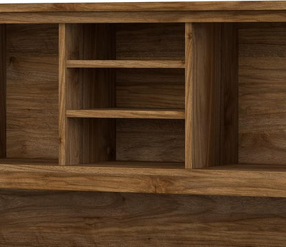 Bush Furniture Somerset L Shaped Desk with Hutch in Fresh Walnut | Corner Computer Table with Drawers, Cabinets and Pullout Keyboard/Laptop Tray for Home Office
