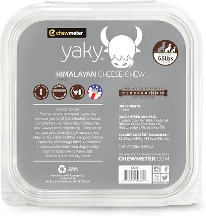 Chewmeter Yaky Himalayan Cheese Chews | Natural Yak Cheese Dog Chews | Long Lasting, Stain Free, Protein Rich, Low Odor | 100% Natural, Healthy & Safe | XLarge | for Dogs 55 lbs and Larger | 3.0 lb