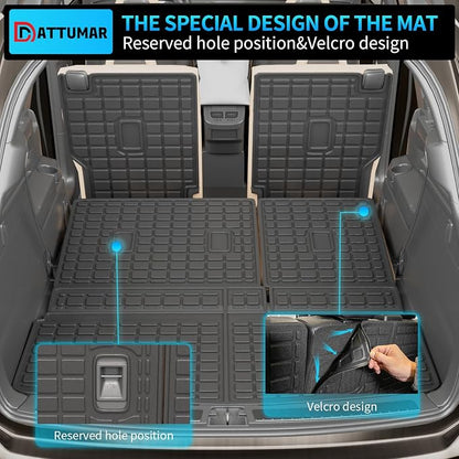 Floor Mats Compatible with 2018-2024 Ford Expedition 7-Seater (Not Fit Max) Cargo Liner Trunk Mat Back Seat Cover 2023 Expedition Accessories (Trunk Mat+2nd&3rd Row Backrest Mats+Floor Mats)
