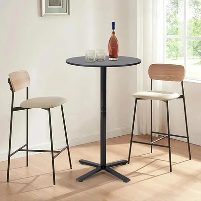 Bar Table,41 Inch Height Cocktail Table Round Bistro Bar Table with Metal Frame and Cross Base for Home,Kitchen Dining,Bar,Black