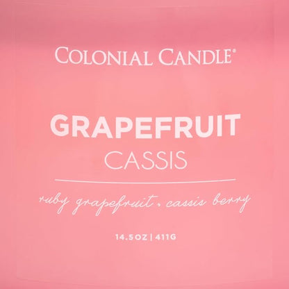 Colonial Candle Pop of Color Grapefruit Cassis 14.5 Oz Scented Matt Glass Jar Candle,Three Premium Cotton Wicks
