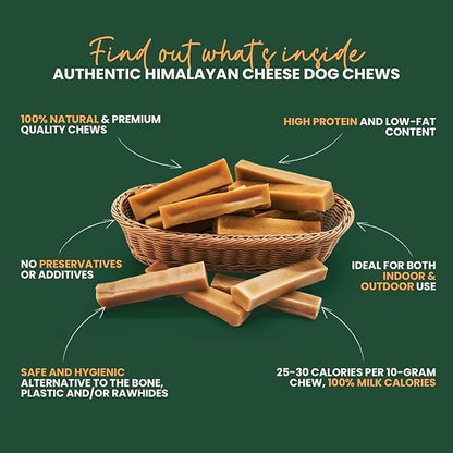 Authentic Himalayan Natural Dog Cheese Chew (Pack of 4 Large & XLarge Chews), Premium Organic Yak Chew, Keeps Your Dog Busy, Ideal for Indoors and Outdoors Use
