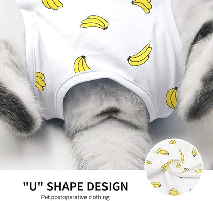 Cat Professional Surgical Recovery Suit,E-Collar Alternative for Cats Dogs,After Surgery Wear, Pajama Suit,Home Indoor Pets Clothing Banana S