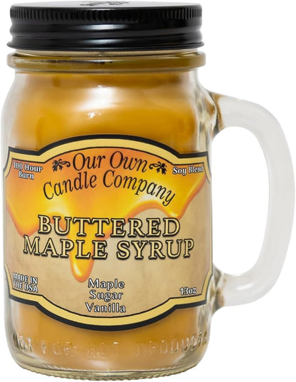 Our Own Candle Company Buttered Maple Syrup Scented 13 Ounce Mason Jar Candle