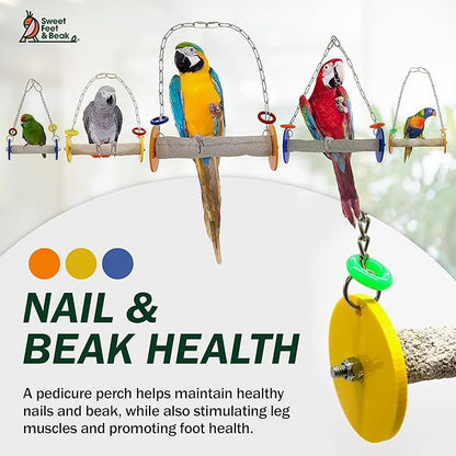 Sweet Feet and Beak Roll Bird Swing - Pumice Perch Bird Toys Trims Nails and Beaks, Safe Bird Cage Accessories for Small and Large Birds, Swinging Toys Birds Will Love, XSmall 4.5 Inches - Orange