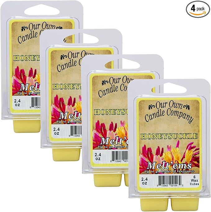 Our Own Candle Company Premium Wax Melt, Honeysuckle Scent, 6 Cubes, 2.4 oz (4 Pack)