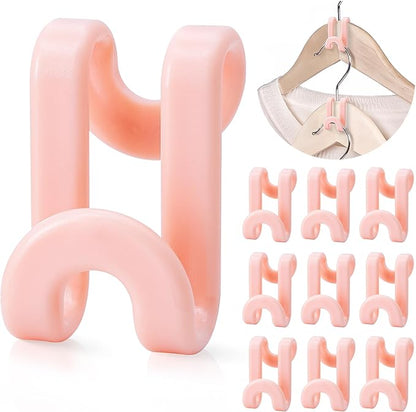 Mlici Clothes Hanger Connector Hooks, 60 Pack Hanger Extender Space Saver, Heavy Duty Clothes Extender Hooks for Stacking Closet Organization (Pink)