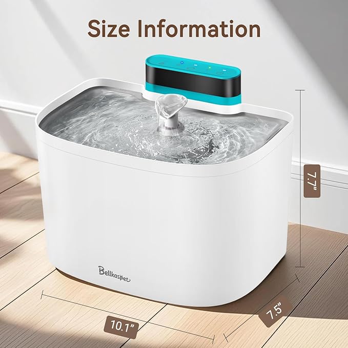 Cat Water Fountain, 122oz/3.6L Pumpless Wireless Cat Fountain, Cordless Water Fountains for Cats Indoor, Battery Operated Dog Pet Water Fountain with Stainless Steel Tray (White, Fountain+2 Fliters)