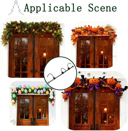WesGen Garland Hanger for Front Door Frame, Adjustable 17"- 82" Heavy-Duty Garland Holder for Door Frame Christmas & Halloween Decorations, Wreaths, Lights, No-Drill, Damage-Free