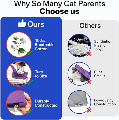 Cat Carrier Pouch, Bonding Care & Stress-Free Calm, Soft Cat Carrier Bag for Adult Cats 10–20 lbs, Restraint Bag for Vet Visits, Grooming & Everyday Care – Lavender