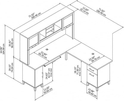 Bush Furniture Somerset L Shaped Desk with Hutch in Maple Cross | Corner Computer Table with Drawers, Cabinets and Pullout Keyboard/Laptop Tray for Home Office