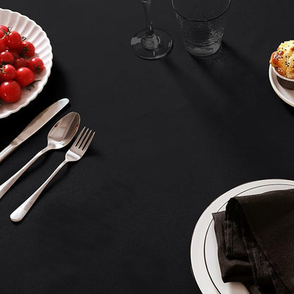 6 Pack Black Tablecloth 90 x 132 Inch Table Cloth for 6 Foot Rectangle Tables, Wrinkle Resistant Washable Polyester Fabric Table Covers for Party, Wedding,Dining,and Banquet
