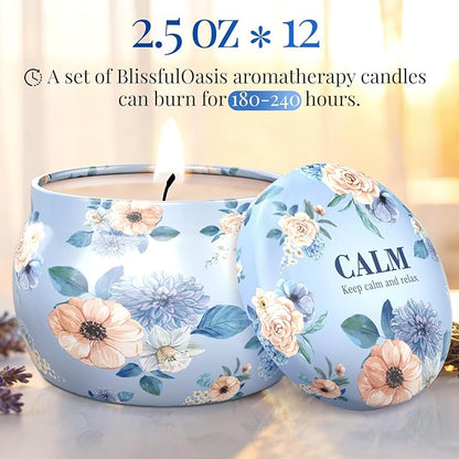 BlissfulOasis Scented Candles Set, 30 oz 12 Pack Candles for Home Scented, 180-240 Hours Christmas Candles Present Set for Women and Men, Soy Wax Candles for Holidays, Birthday, Valentine's Day