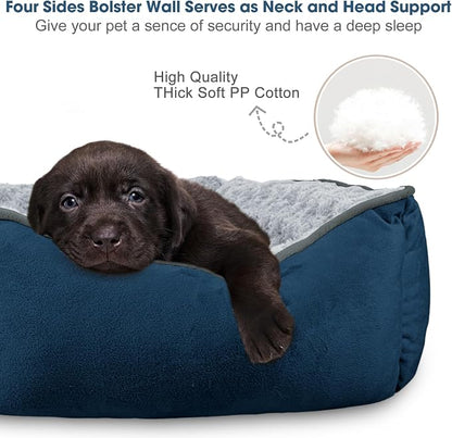 JOEJOY Rectangle Dog Bed for Large Medium Small Dogs - Washable Orthopedic Sofa Bed, Soft Breathable Puppy & Pet Cuddler, Durable Calming Dog Bed with Anti-Slip Bottom, Multiple Sizes, Navy Blue