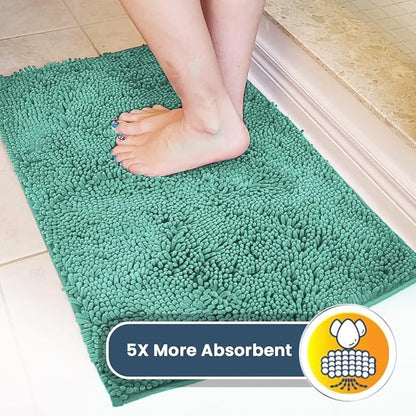 Muddy Mat® | Super Absorbent Door Mat Indoor, Microfiber Quick Dry Chenille Entryway Rug, Non-Slip Front Door Mat, Indoor Mats for Entryway, Machine Washable Pet Rug, Seafoam Green 24" x 72"